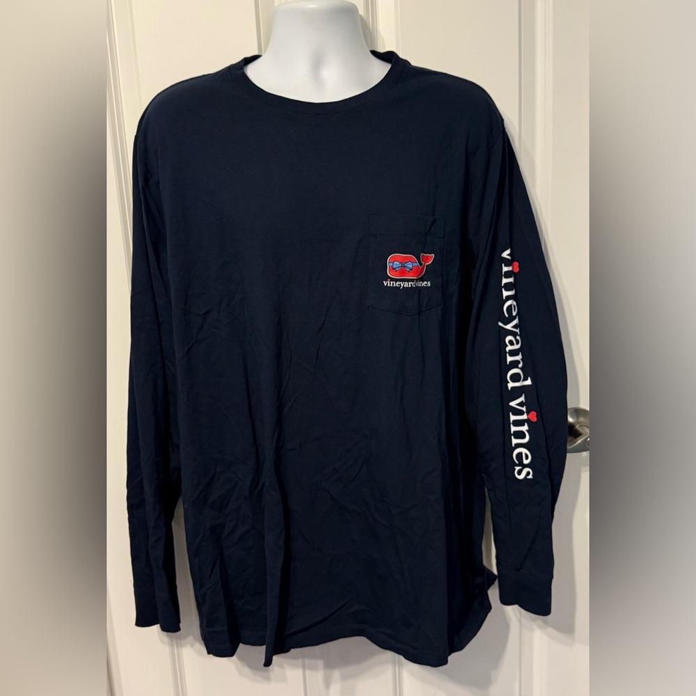 Vineyard Vines Dark Blue Long Sleeve Valentines Tee